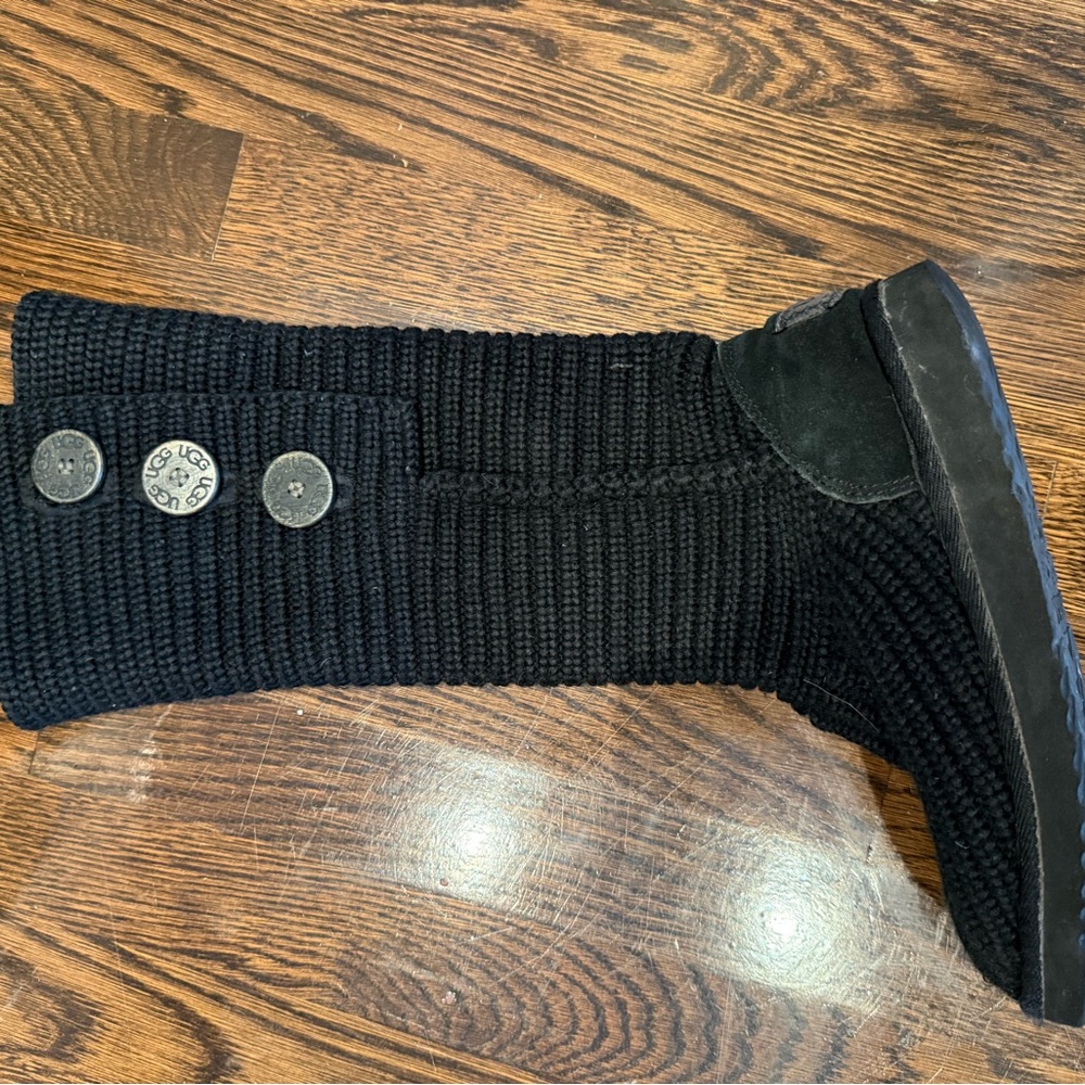 UGG Black Knit Button Boots